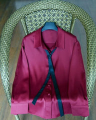 Wine Red Satin Silk Shirt