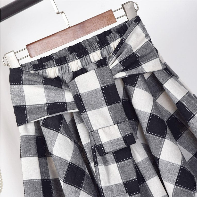 Black & White Plaid Tie Skirt