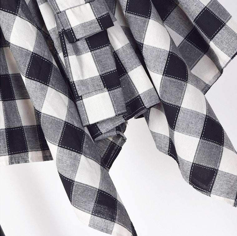 Black & White Plaid Tie Skirt