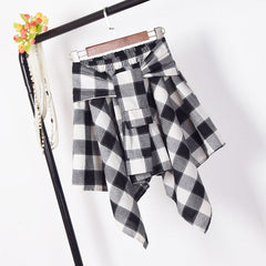 Black & White Plaid Tie Skirt