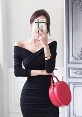 Black Cross Front Off-Shoulder Dress