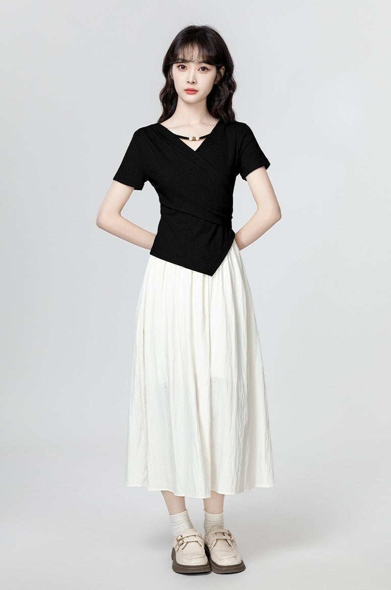 Black Irregular Short Sleeve T-Shirt