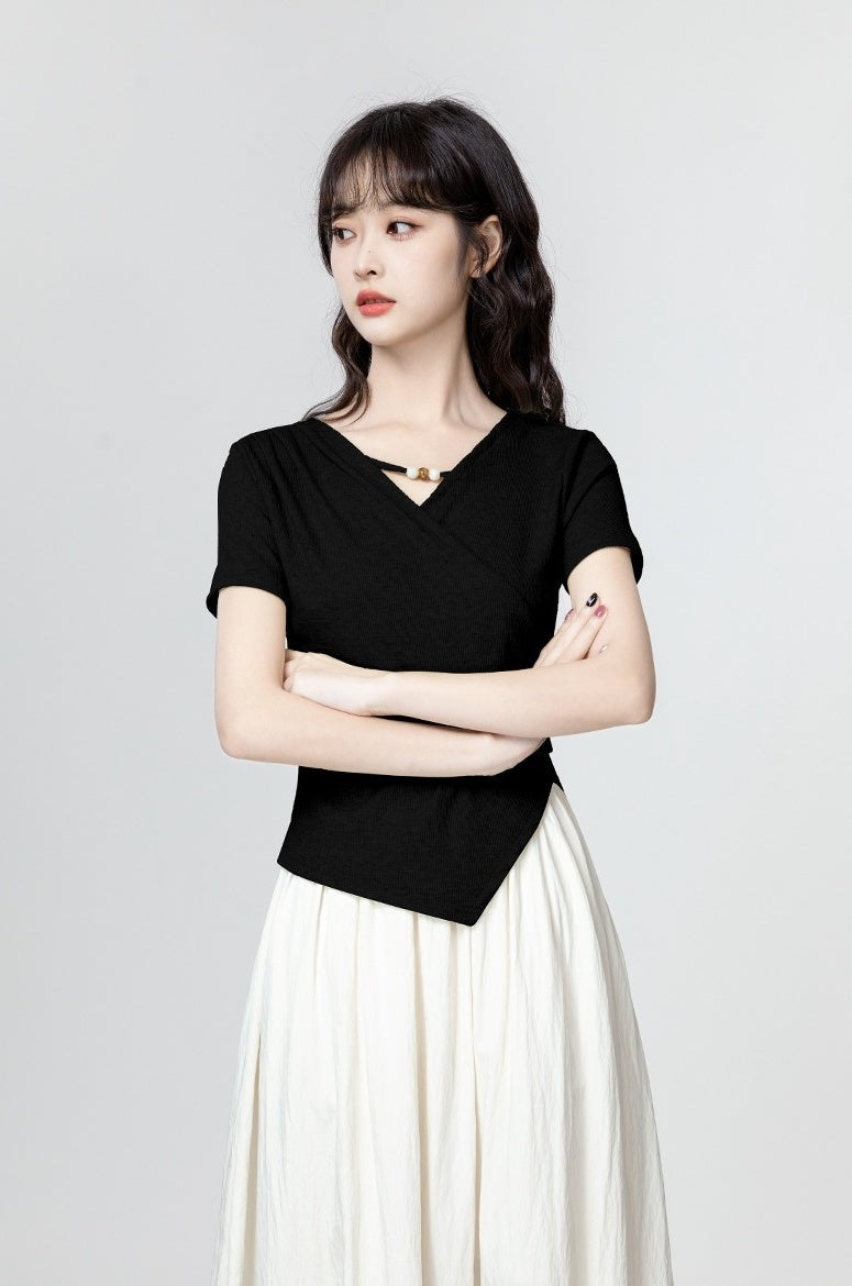 Black Irregular Short Sleeve T-Shirt