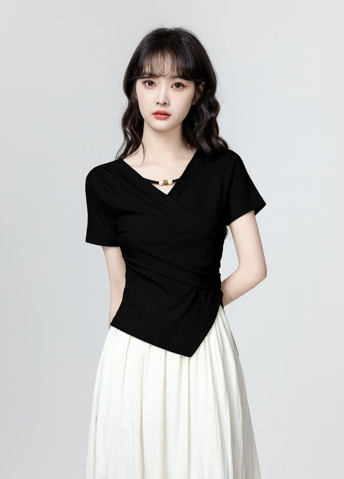 Black Irregular Short Sleeve T-Shirt