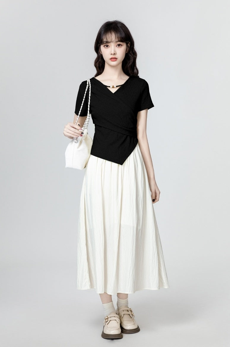 Black Irregular Short Sleeve T-Shirt