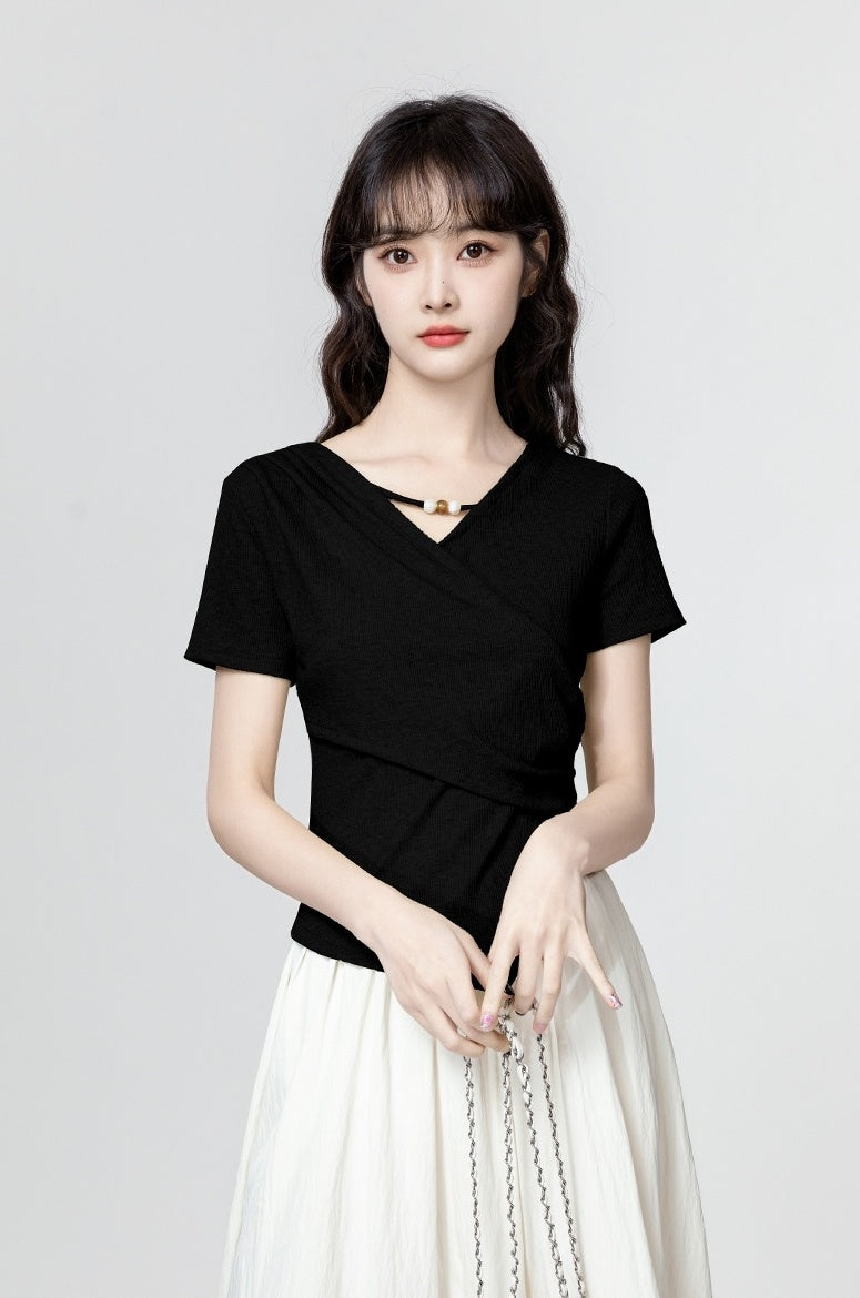 Black Irregular Short Sleeve T-Shirt