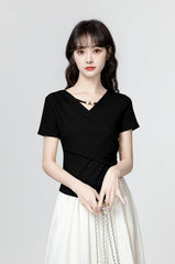 Black Irregular Short Sleeve T-Shirt