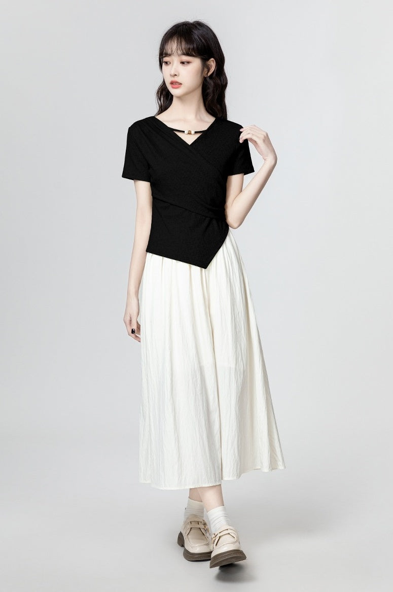 Black Irregular Short Sleeve T-Shirt