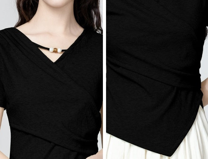 Black Irregular Short Sleeve T-Shirt