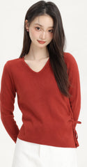 Red V-Neck Plain Sweater