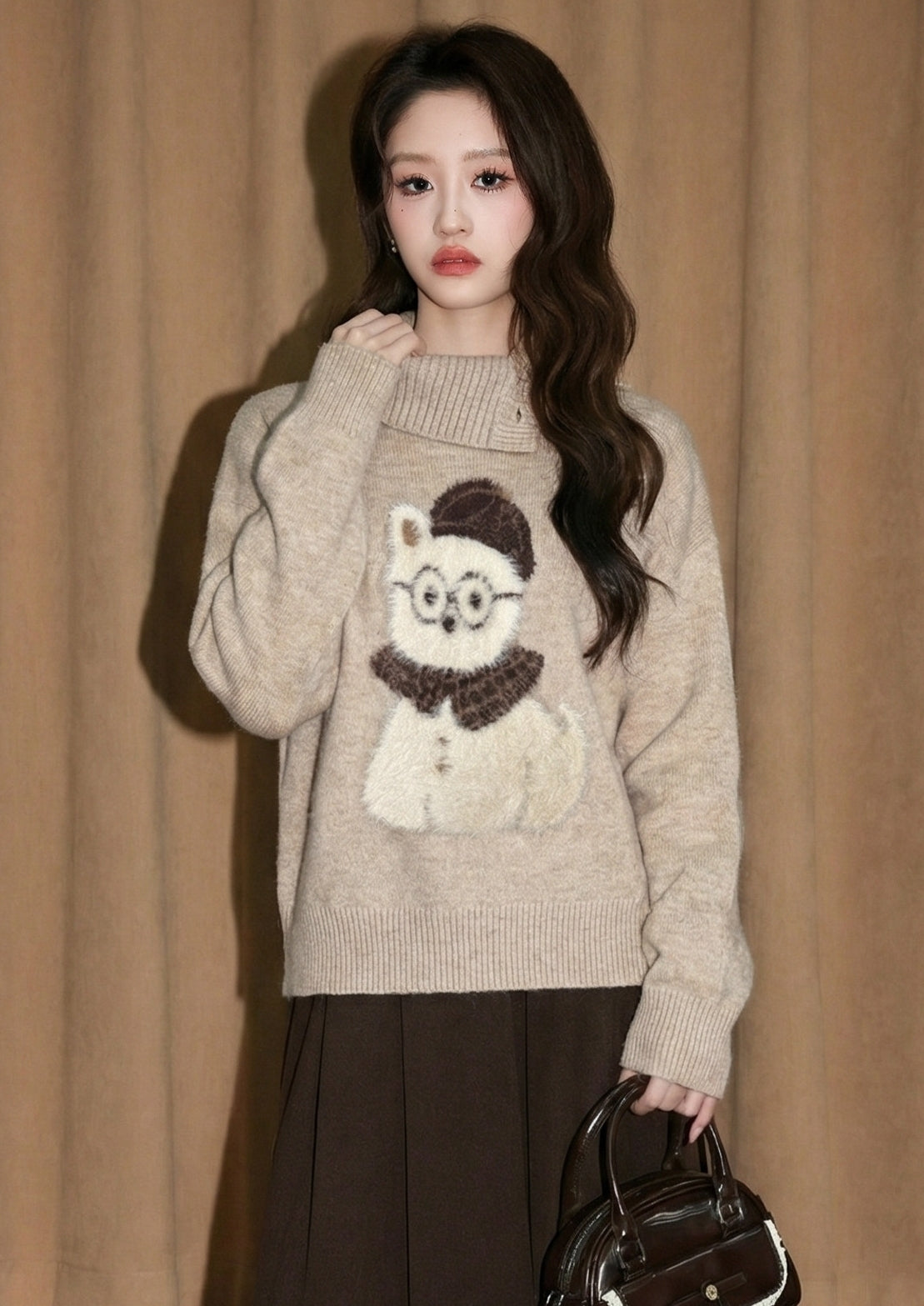 Irregular Collar Loose Pullover Sweater Top