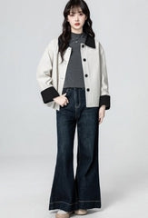 Ivory Contrast Trim Utility Short Jacket