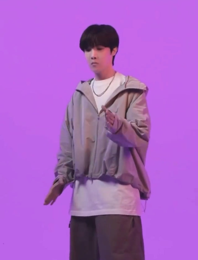 Beige Hooded Windbreaker Jacket