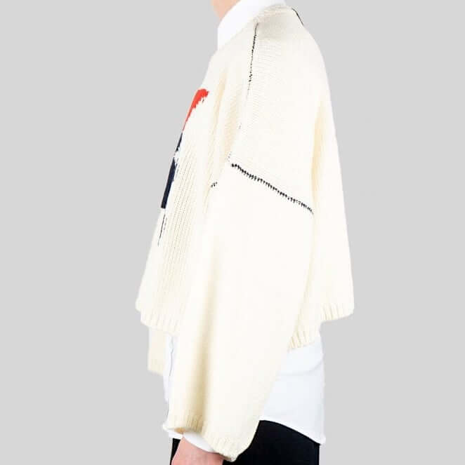White Tight Knit Street Style Cropped Sweater