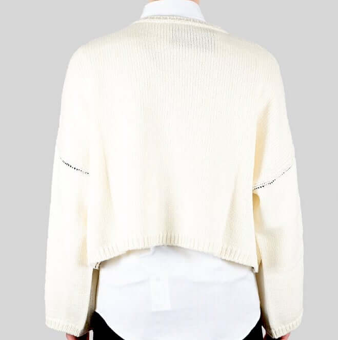 White Tight Knit Street Style Cropped Sweater