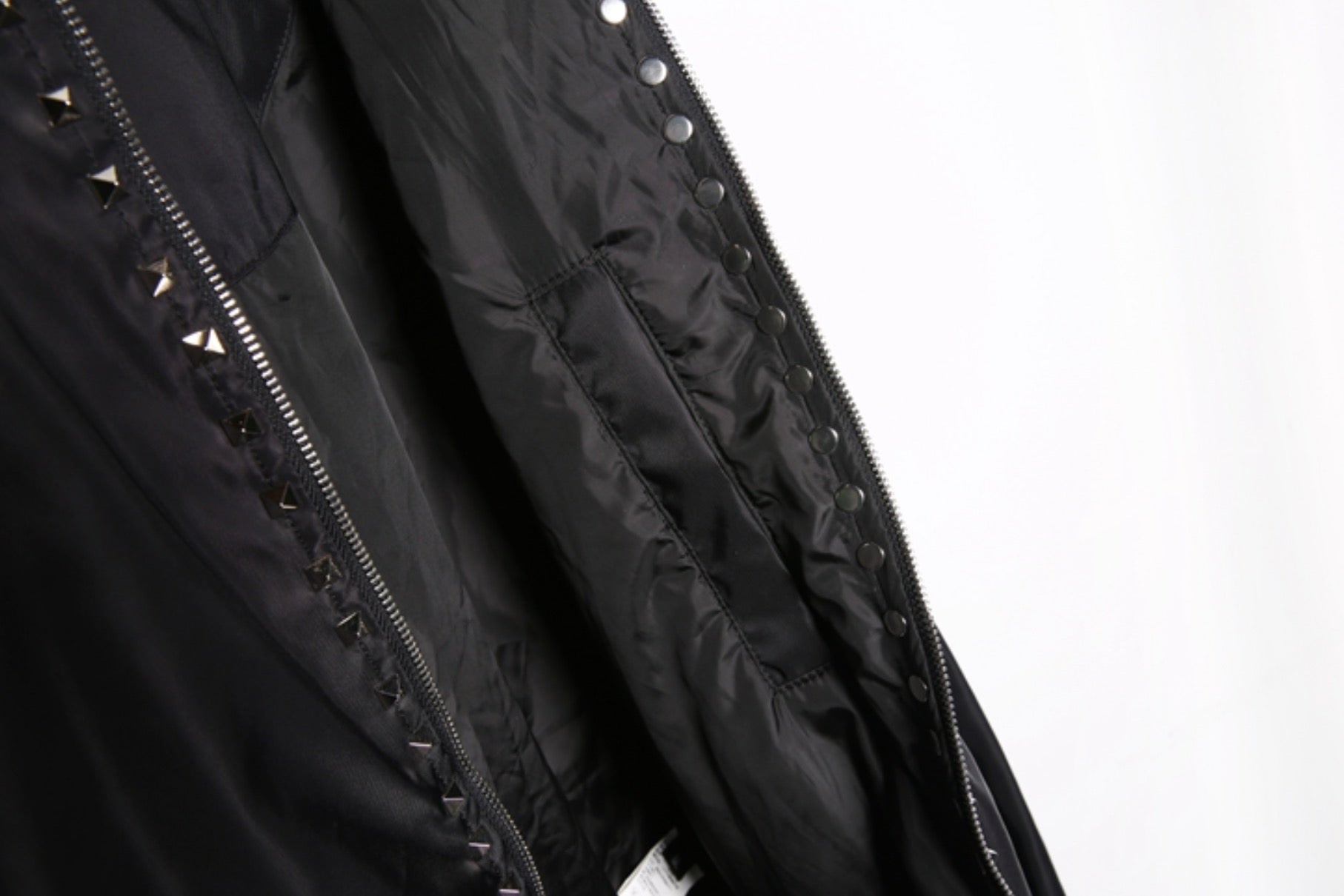 Black Square Studs Classic Black Bomber Jacket