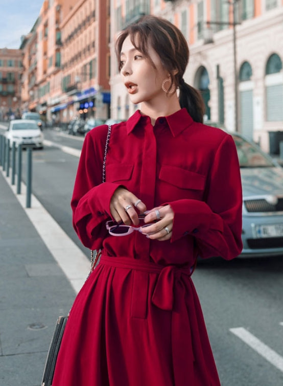 Red Long Sleeve Dress