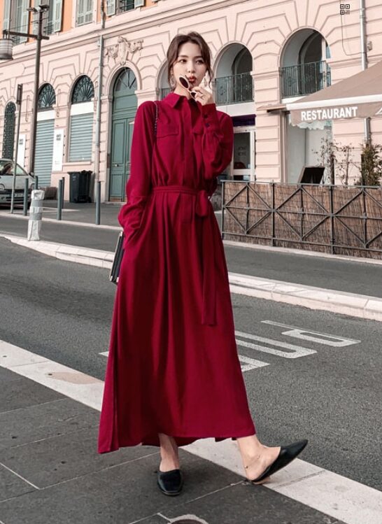 Red Long Sleeve Dress