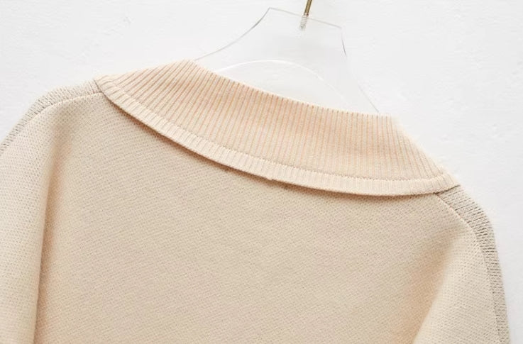 Beige Diamond Cut-Out Style Sweater