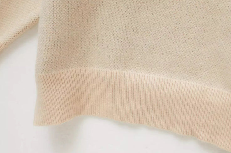 Beige Diamond Cut-Out Style Sweater