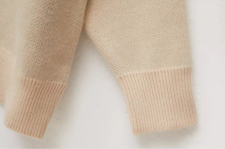 Beige Diamond Cut-Out Style Sweater
