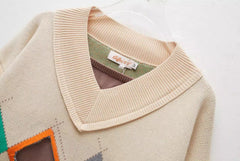 Beige Diamond Cut-Out Style Sweater