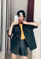 Black Nylon Cargo Style Shirt