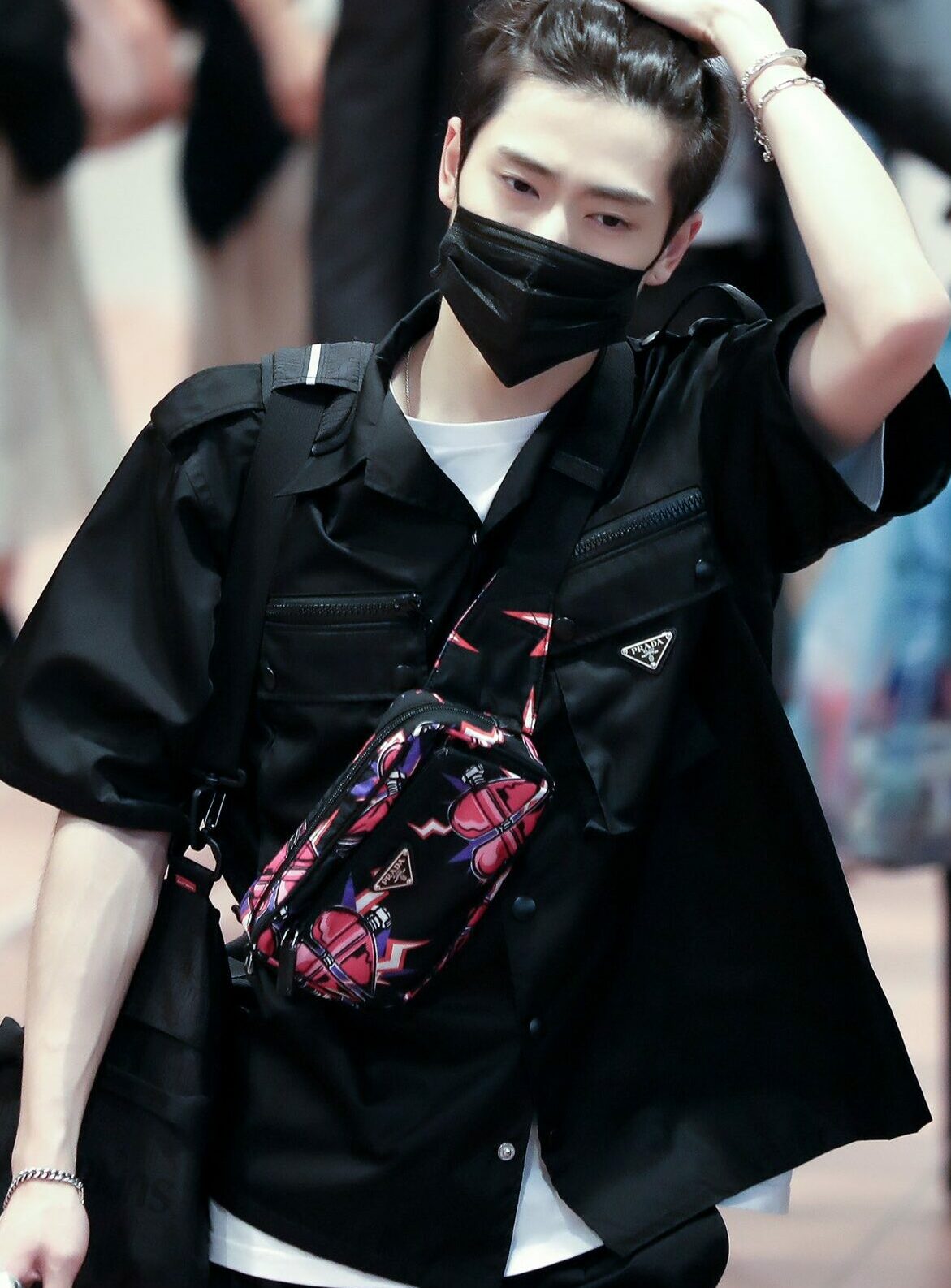 Black Nylon Cargo Style Shirt
