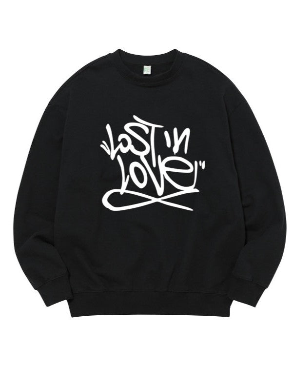 Black 'Lost In Love' Printed Sweatshirt