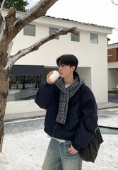 Plaid Hooded Patchwork Winter Puffer Jacket