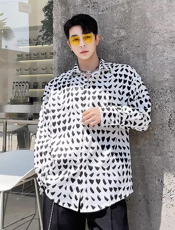 White Mishmash Heart Shapes Pattern Shirt