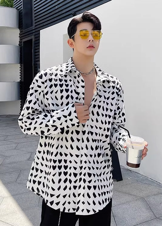 White Mishmash Heart Shapes Pattern Shirt