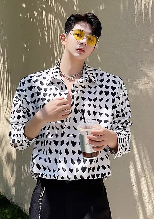 White Mishmash Heart Shapes Pattern Shirt