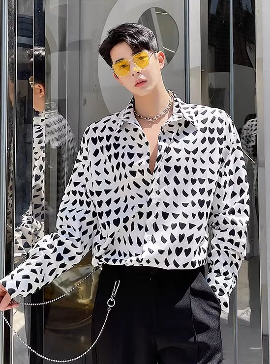 White Mishmash Heart Shapes Pattern Shirt