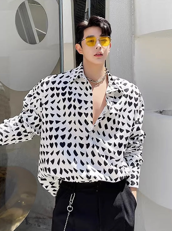 White Mishmash Heart Shapes Pattern Shirt