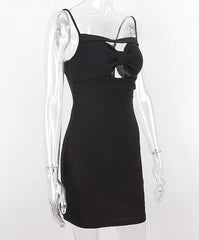 Black Cut-Out Chest Bow Dress