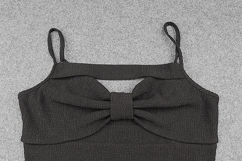 Black Cut-Out Chest Bow Dress