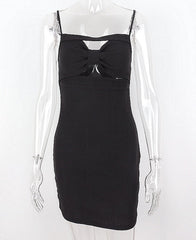 Black Cut-Out Chest Bow Dress