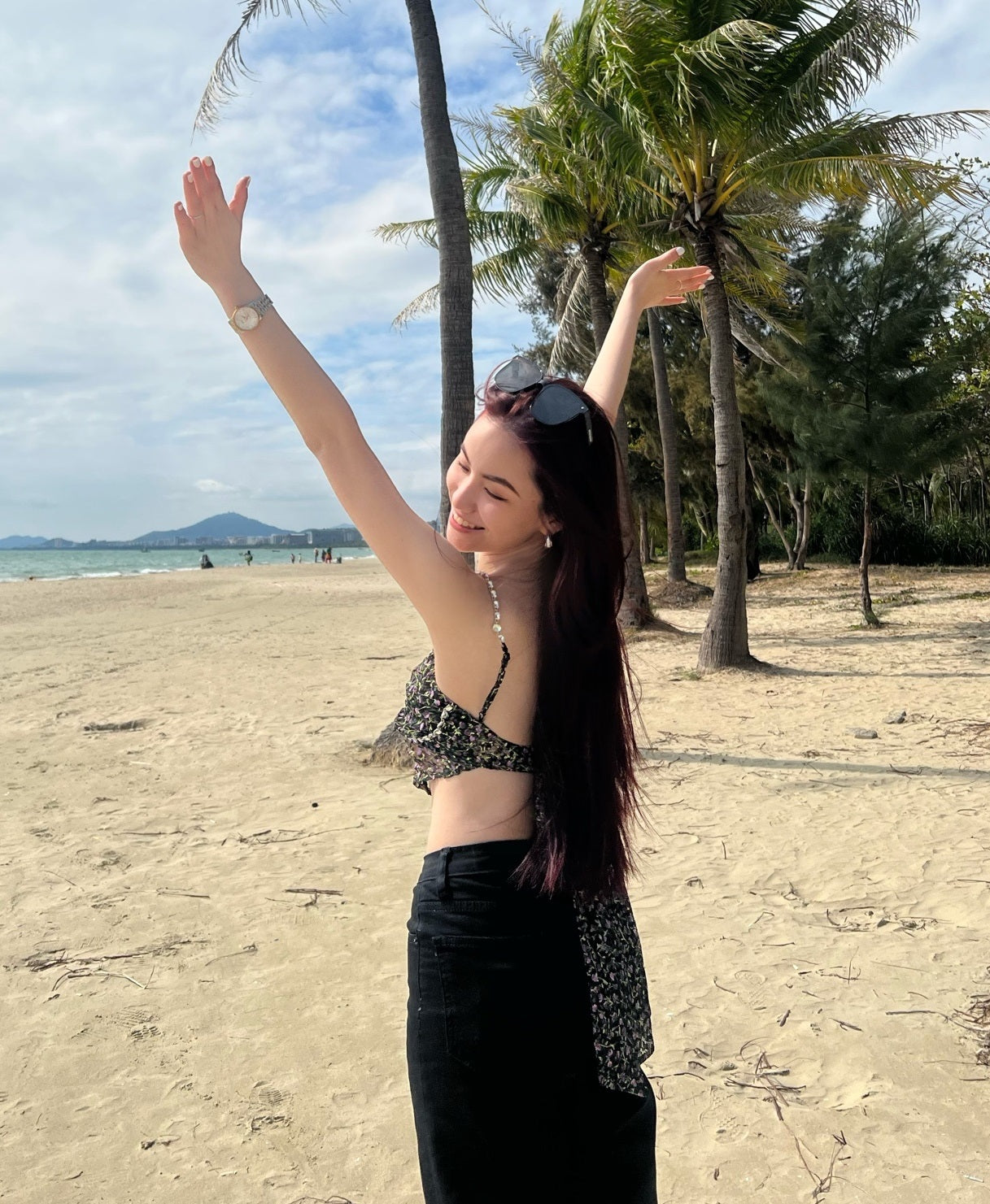 Black Sheer Floral Cropped Top