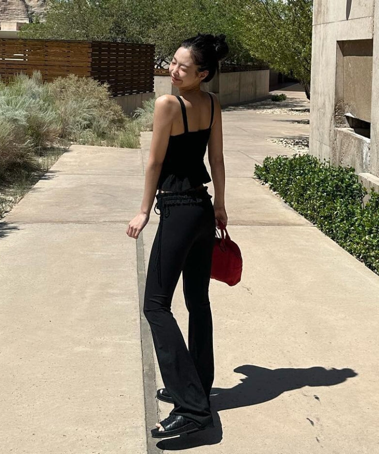 Black Side Tie Low Waisted Pants