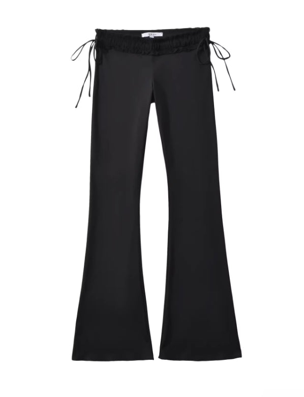 Black Side Tie Low Waisted Pants