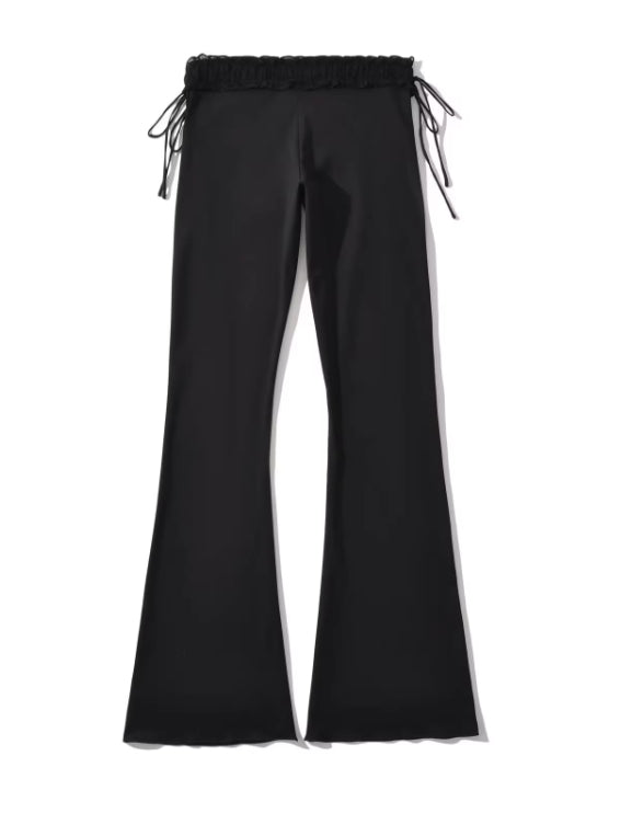 Black Side Tie Low Waisted Pants
