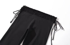 Black Side Tie Low Waisted Pants