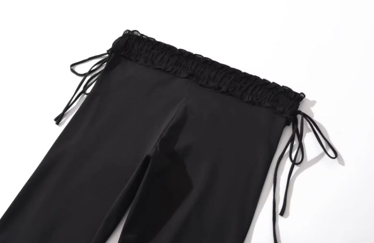 Black Side Tie Low Waisted Pants