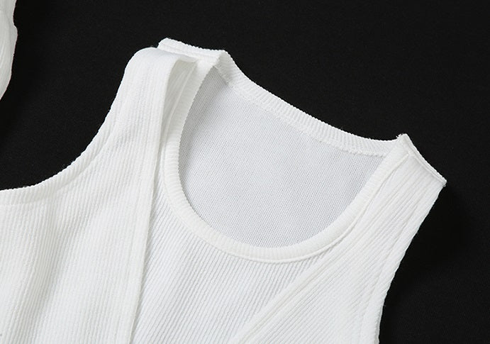 White Bra Crop Top With Arm Warmer Sleeves