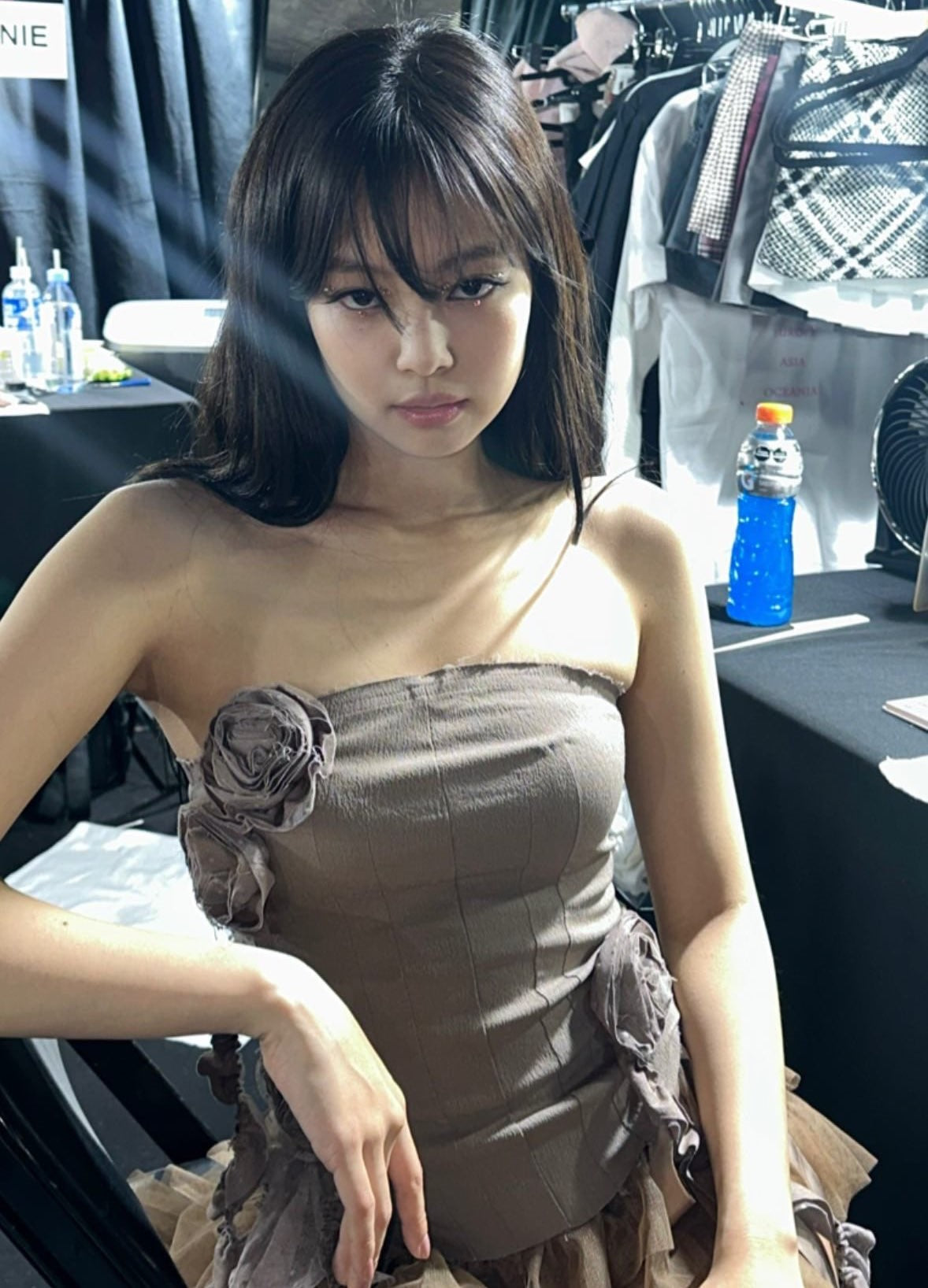 Brown Flower Embellished Tube Top
