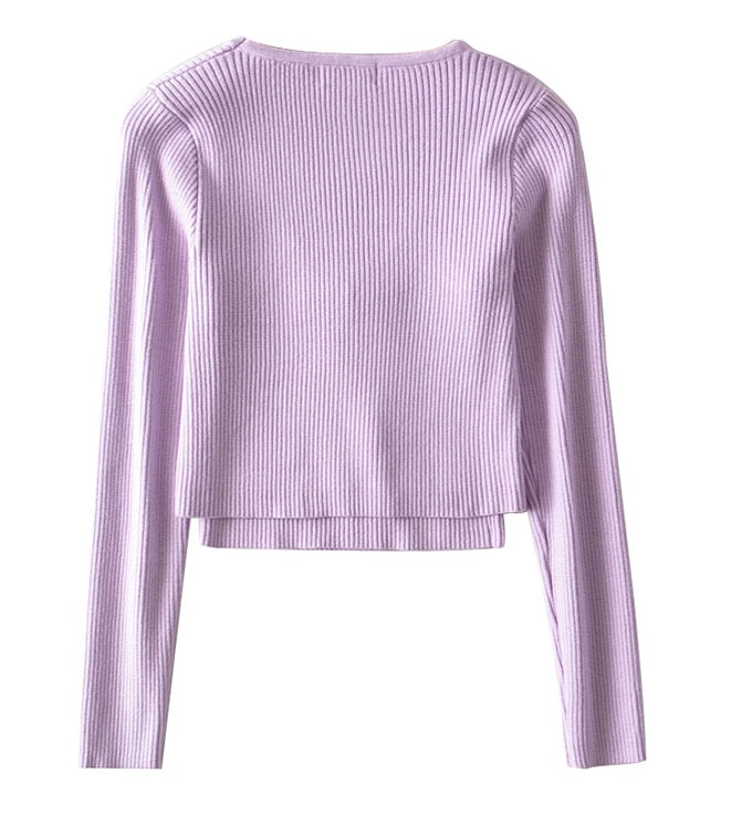 Lilac Cropped Top and Cardigan Set
