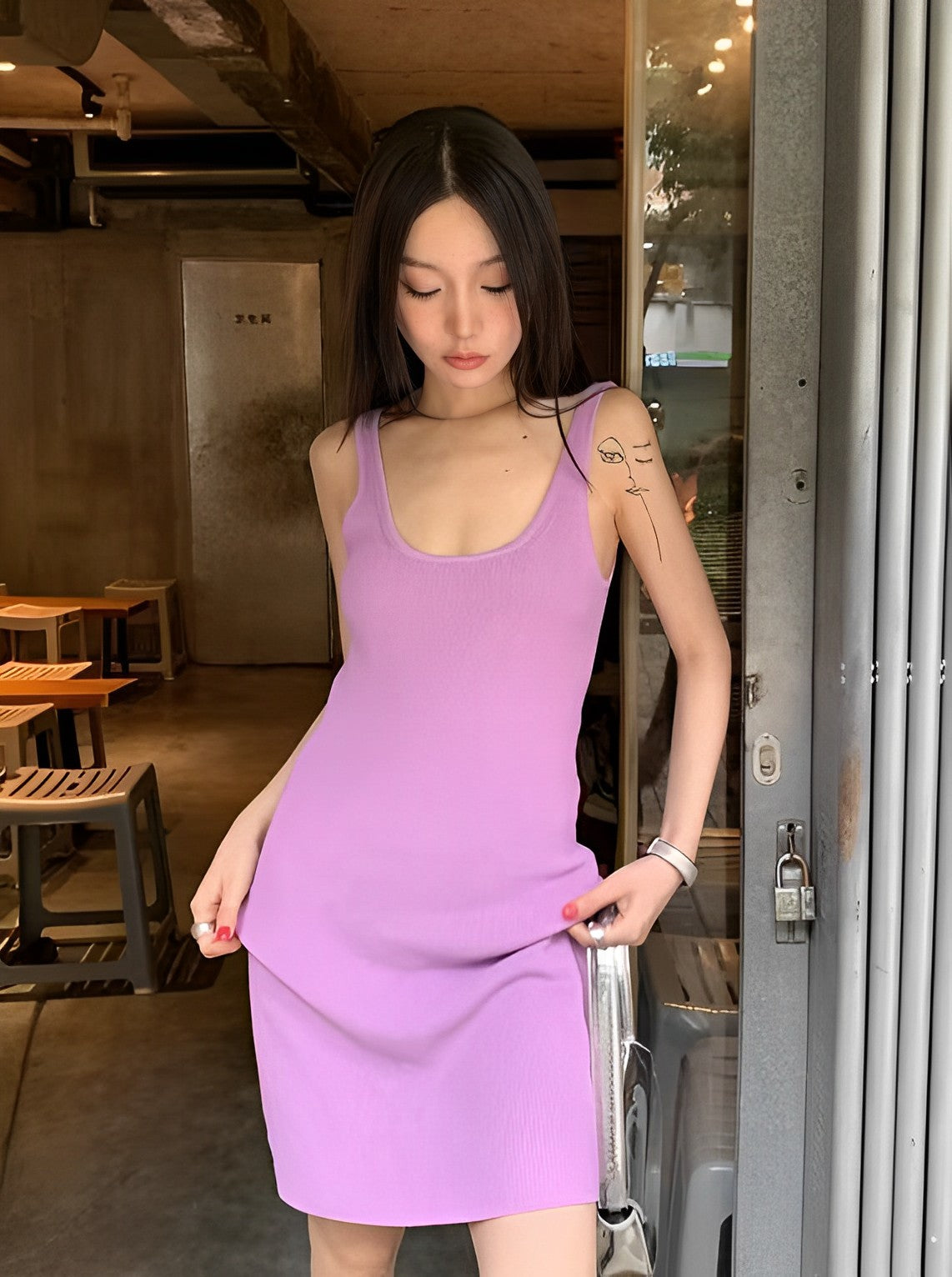 Lilac Knitted Bodycon Dress