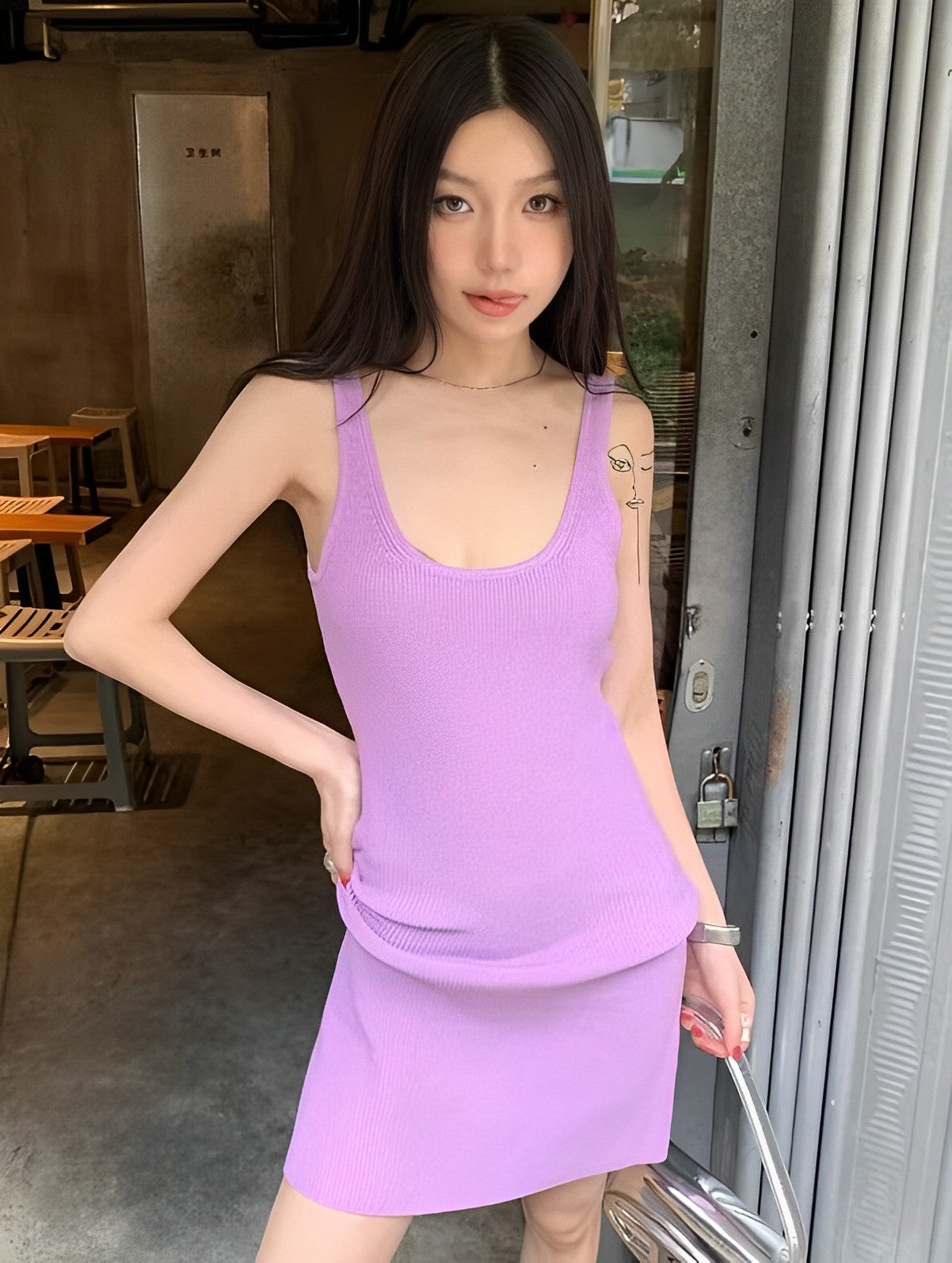 Lilac Knitted Bodycon Dress