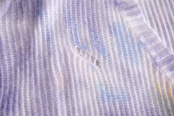Lilac Tie Dye Ripped Designed Cardigan